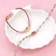 Distanziatore rettangolare luna 16x7mm - Dorato con oro fino - Prugna