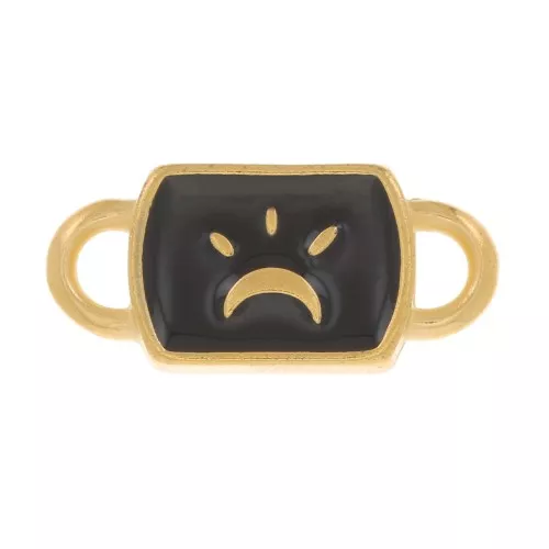 Distanziatore rettangolare luna 16x7mm - Dorato con oro fino - Nero