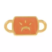 Distanziatore rettangolare luna 16x7mm - Dorato con oro fino - Salmone