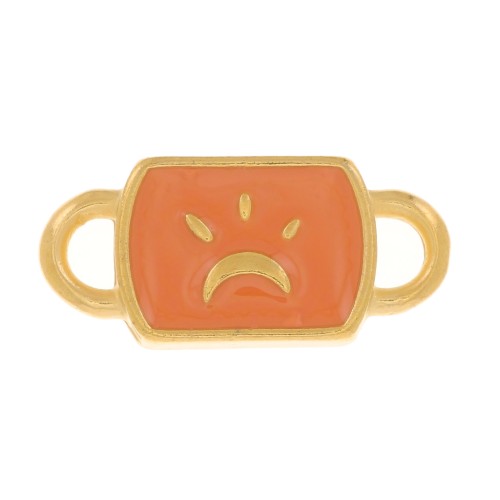 Distanziatore rettangolare luna 16x7mm - Dorato con oro fino - Salmone