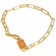 Distanziatore rettangolare luna 16x7mm - Dorato con oro fino - Salmone