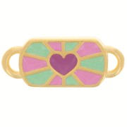 Distanziatore rettangolare cuore 19x8 mm - oro fino - Verde - Rosa - Prugna