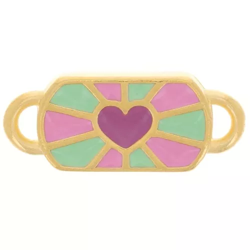 Distanziatore rettangolare cuore 19x8 mm - oro fino - Verde - Rosa - Prugna