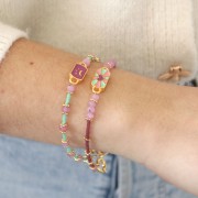 Distanziatore rettangolare cuore 19x8 mm - oro fino - Verde - Rosa - Prugna