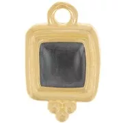 Ciondolo quadrato irregolare 15,5x10 mm in resina epossidica oro fino Nero perlato