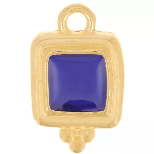 Ciondolo quadrato irregolare 15,5x10 mm in resina epossidica - oro fino - Blu