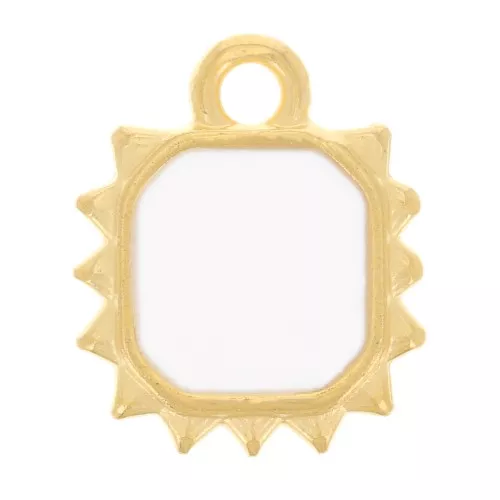 Ciondolo sole ottagonale 12x10 mm - Resina epossidica - oro fino - Bianco x1