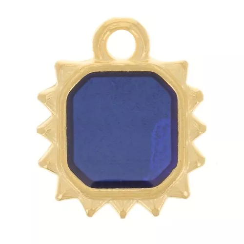 Ciondolo sole ottagonale 12x10 mm -in resina epossidica - oro fino - Blu
