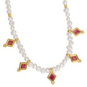 Ciondolo rombo 17x9 mm Resina epossidica effetto vetro colorato oro fino Bianco x1