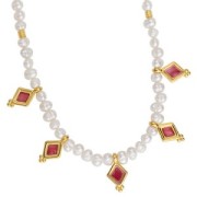 Ciondolo rombo 17x9 mm Resina epossidica vetro colorato oro fino-prugna perlato x1