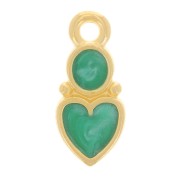 Ciondolo cuore e cerchio 13x6 mm - Resina epossidica - oro fino- verde perlato