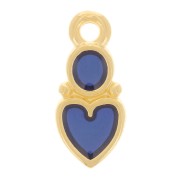 Ciondolo con cuore e cerchio 13x6 mm Vitrail in resina epossidica- oro fino - Blu|raw }}