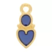 Ciondolo con cuore e cerchio 13x6 mm Vitrail in resina epossidica- oro fino - Blu