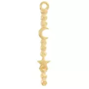 Pendente barra lavorata 30x5 mm motivo luna e stella - Dorato in oro fino x1