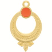 Pendente etnico testurizzato 15 mm con resina epossidica -dorato oro - Giacinto x1|raw }}