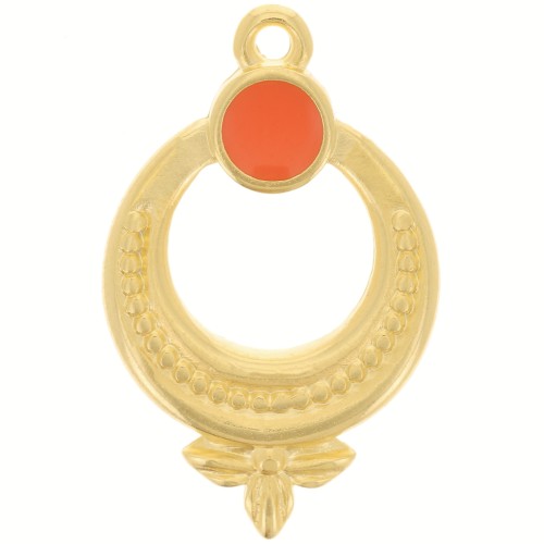 Pendente etnico testurizzato 15 mm con resina epossidica -dorato oro - Giacinto x1