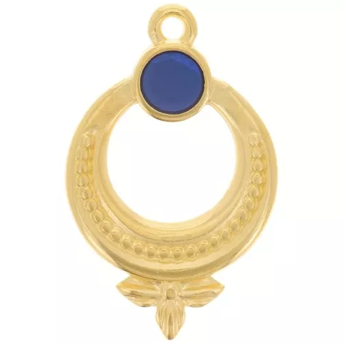 Pendente etnico da 15mm in resina epossidica, dorato oro fino - Blu