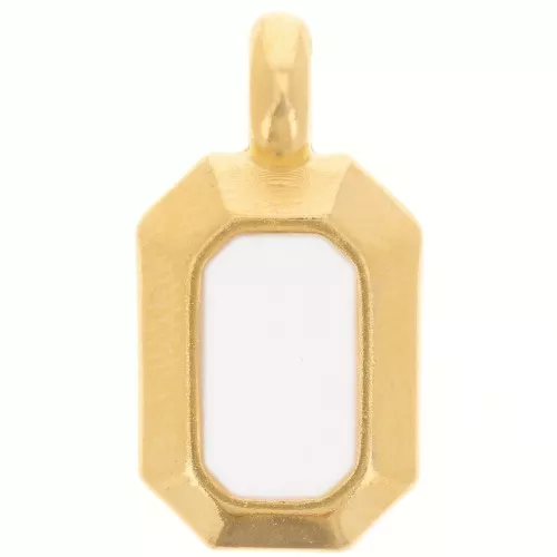 Pendente rettangolo 18x10 mm con resina epossidica -dorato oro fino- Bianco x1