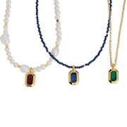 Pendente rettangolo 18x10 mm in resina epossidica -dorato oro fino- Giacinto x1