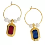 Pendente rettangolo 18x10 mm in resina epossidica -dorato oro fino- Giacinto x1