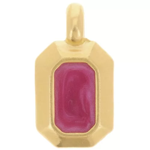 Pendente rettangolo 18x10 mm in resina epossidica -dorato oro fino- Perla plum x1