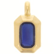 Pendente rettangolo 18x10mm in resina epossidica- dorato oro fino- Blu x1|raw }}