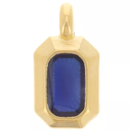 Pendente rettangolo 18x10mm in resina epossidica- dorato oro fino- Blu x1