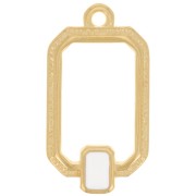 Pendente rettangolare 22x12 mm in resina epossidica - dorato oro fino- Bianco x1|raw }}