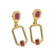 Pendente rettangolare 22x12 mm in resina epossidica dorato oro fino- Giacinto x1