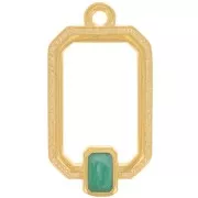 Pendente rettangolare 22x12 mm in resina epossidica dorato oro fino Perla verde x1