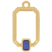 Pendente rettangolo 22x12mm in resina epossidica - dorato oro fino - Blu x1|raw }}