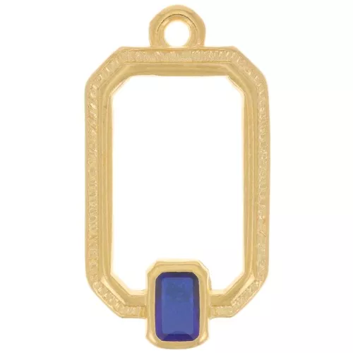Pendente rettangolo 22x12mm in resina epossidica - dorato oro fino - Blu x1