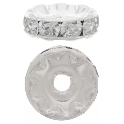 Perla rondella Strass mm. 10 argentato/Crystal  x1