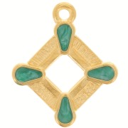 Pendente rombo 19x16 mm in resina epossidica -dorato oro fino - Perla verde x1|raw }}