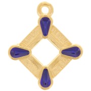 Pendente rombo 19x16 mm in resina epossidica -dorato oro fino - Blu x1|raw }}
