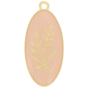 Pendente ovale 27x13 mm forma di fiore Resina epossidica Dorato oro fino - Nude x1|raw }}