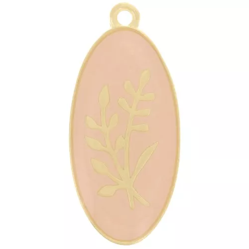 Pendente ovale 27x13 mm forma di fiore Resina epossidica Dorato oro fino - Nude x1