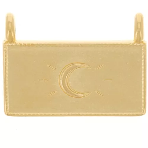Pendente rettangolare 16x21,5 mm - motivo luna - Dorato in oro fino x1