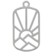 Pendente rettangolo 25x13,5 mm - Sole e montagne - Placcatura argento antico|raw }}