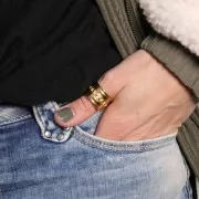 Anello grande con palline - Misura 55 - Dorato in oro fino x1