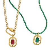 Pendente ottagonale testurizzato 21x13 mm in resina epossidica - Prugna perlato