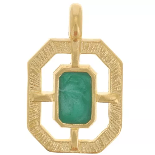 Pendente ottagonale testurizzato 21x13 mm in resina epossidica - Perla verde x1