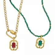 Pendente ottagonale testurizzato 21x13 mm in resina epossidica dorato oro fino Blu