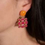 Pendente quadrato 27x25 mm in resina epossidica -dorato oro fino - Blu