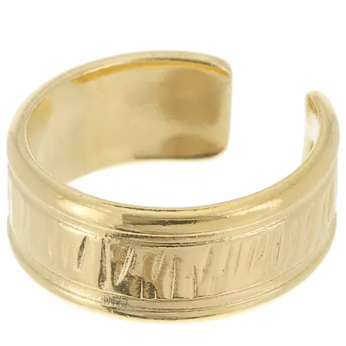 Anello grande striato - Misura 63 - Dorato in oro fino x1