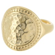 Anello grande martellato - Misura 55 - Dorato in oro fino x1