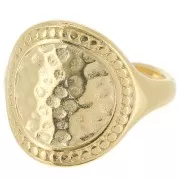 Anello grande martellato - Misura 55 - Dorato in oro fino x1