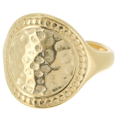 Anello grande martellato - Misura 55 - Dorato in oro fino x1