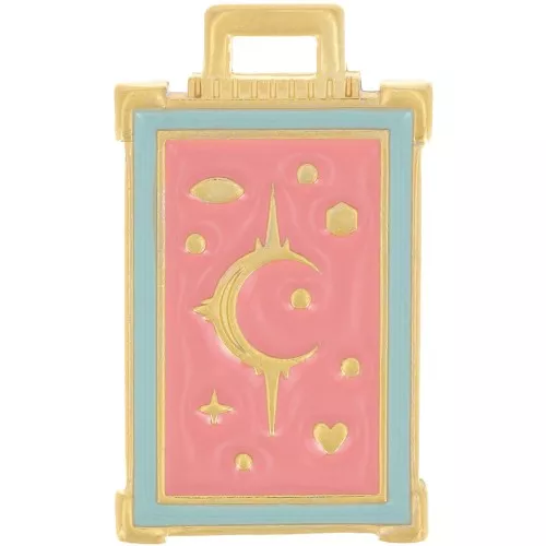 Pendente rettangolo 30x18 mm motivo luna e stelle-dorato oro fino - Rosa x1