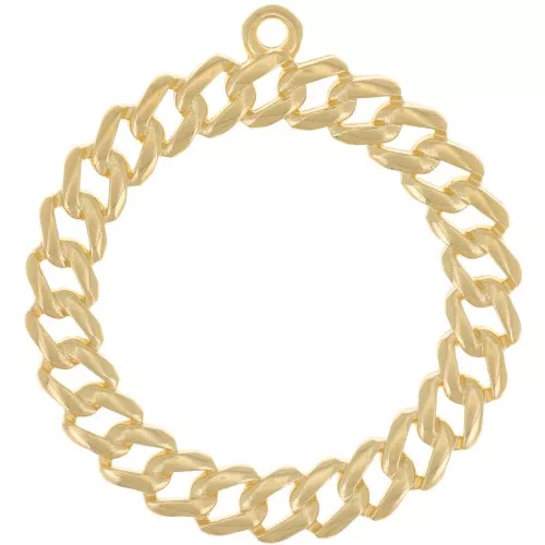 Pendente rotondo con effetto gourmette 29 mm - Dorato oro fino x1
